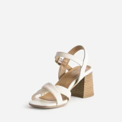 Sandale écrue cuir à talon