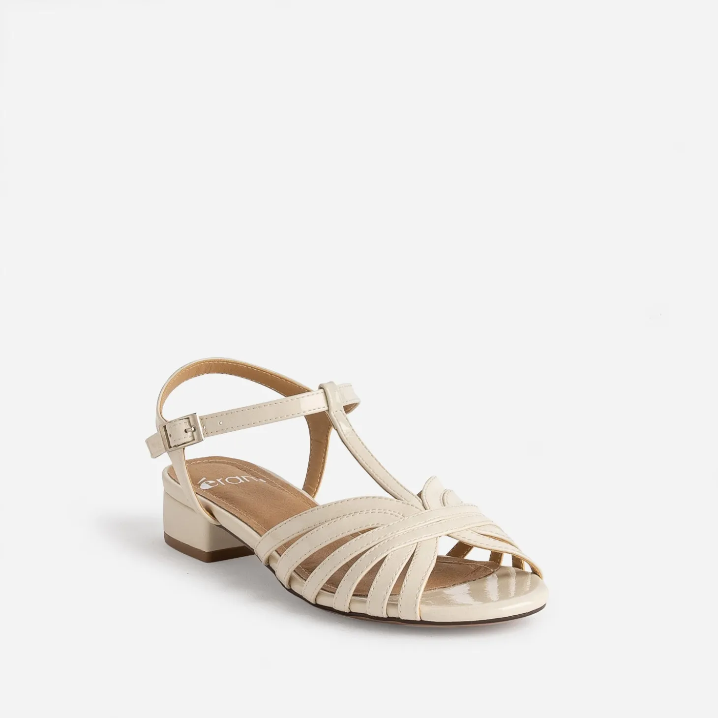 Sandale écrue vernie bride en T