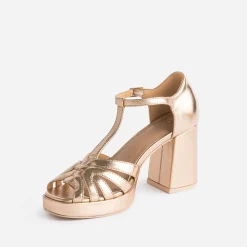 Sandale cuivrée à talon