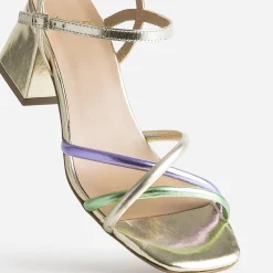 Sandale dorée brides métallisées