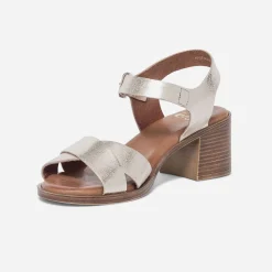 Sandale dorée en cuir