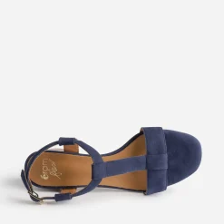 Sandale ERAM FLEX marine en cuir velours