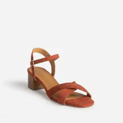 Sandale ERAM FLEX terracotta en cuir velours
