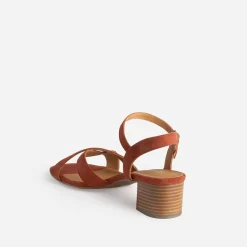 Sandale ERAM FLEX terracotta en cuir velours