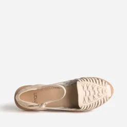 Sandale fermée écrue cuir tressé