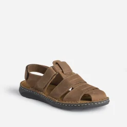Sandale fermée marron en cuir