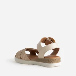 Sandale FRANCE ARNO beige cuir embossé