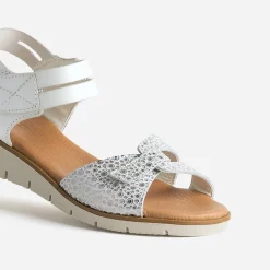 Sandale FRANCE ARNO blanc et argenté cuir