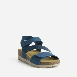 Sandale FRANCE ARNO bleue cuir nubuck