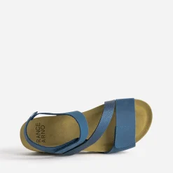 Sandale FRANCE ARNO bleue cuir nubuck