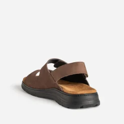 Sandale FRANCE ARNO marron cuir à scratchs