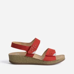 Sandale FRANCE ARNO rouge cuir nubuck