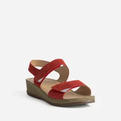 Sandale FRANCE ARNO rouge cuir nubuck