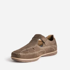 Sandale FRANCE ARNO taupe en cuir nubuck