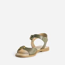 Sandale kaki en cuir