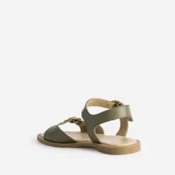 Sandale kaki en cuir