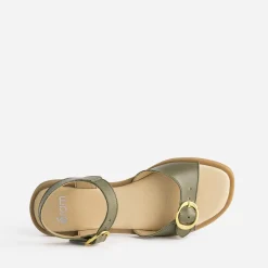 Sandale kaki en cuir