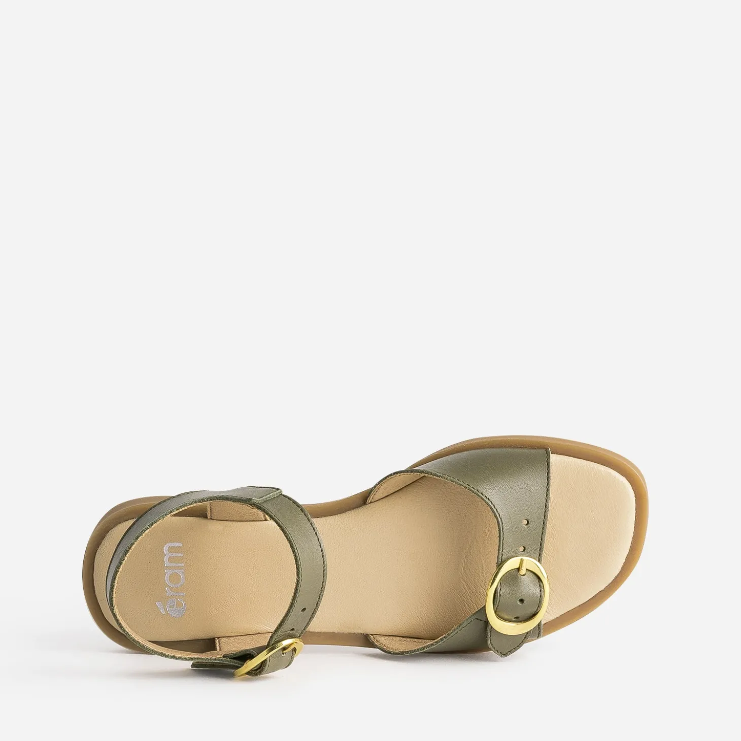 Sandale kaki en cuir