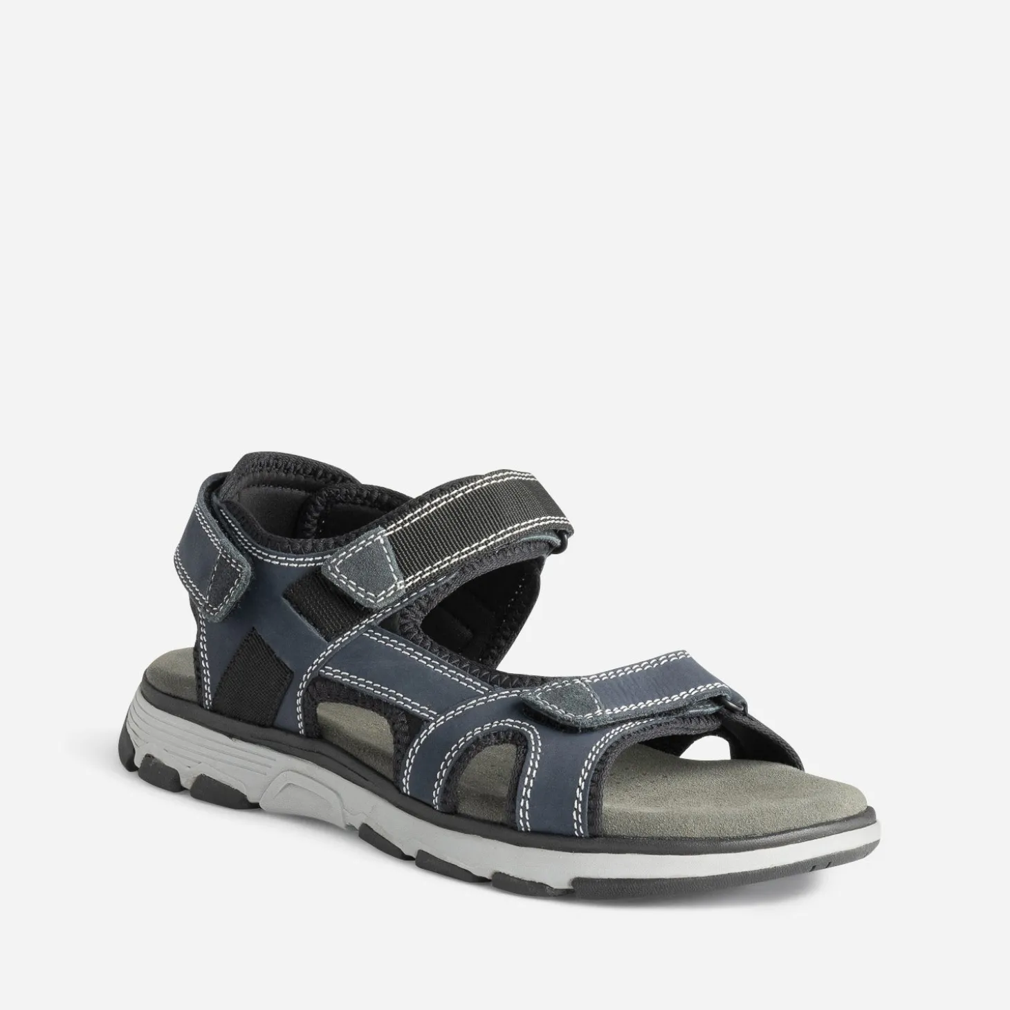 Sandale marine cuir à scratchs