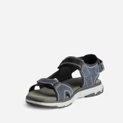 Sandale marine cuir à scratchs