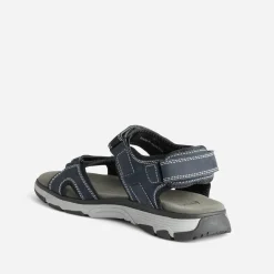 Sandale marine cuir à scratchs