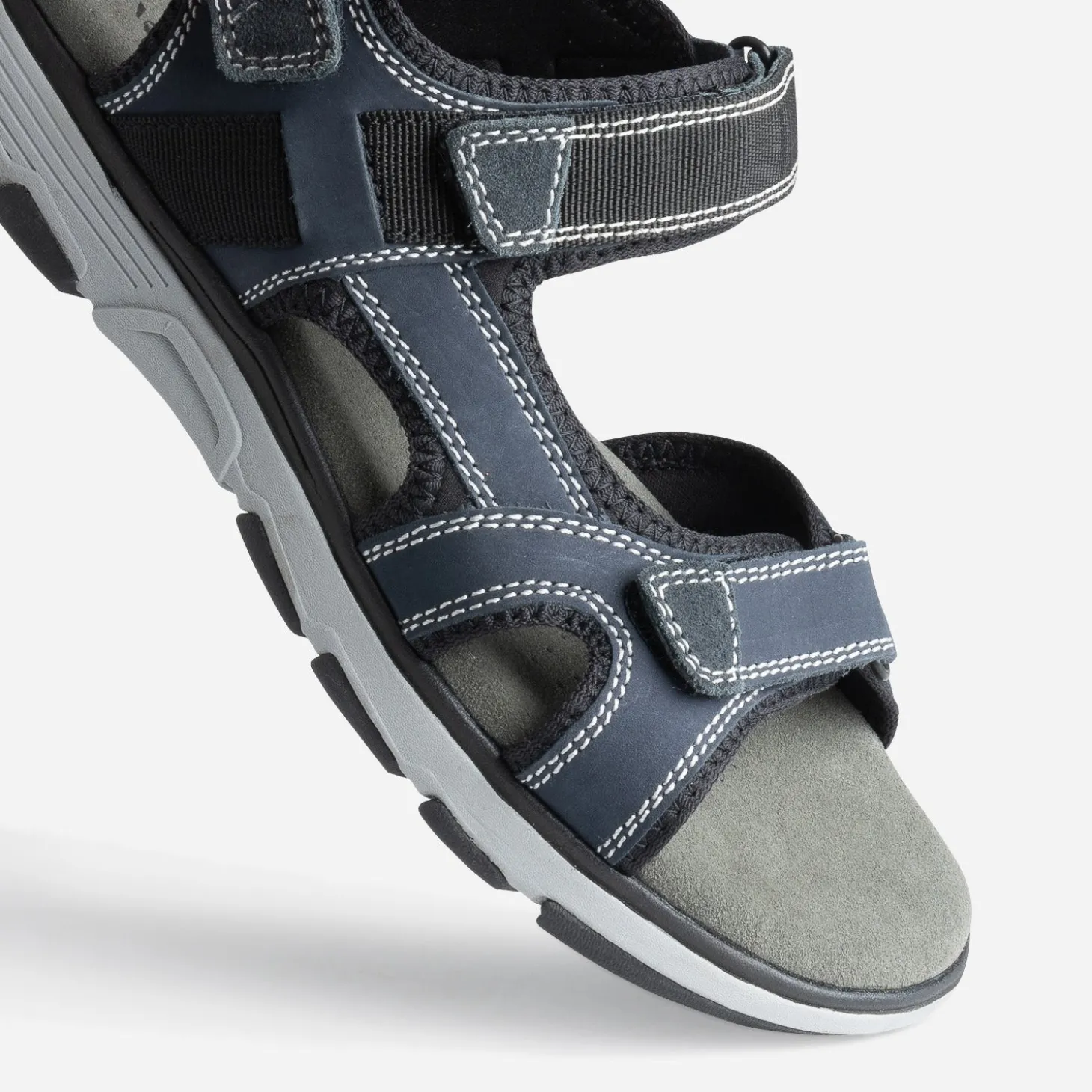 Sandale marine cuir à scratchs