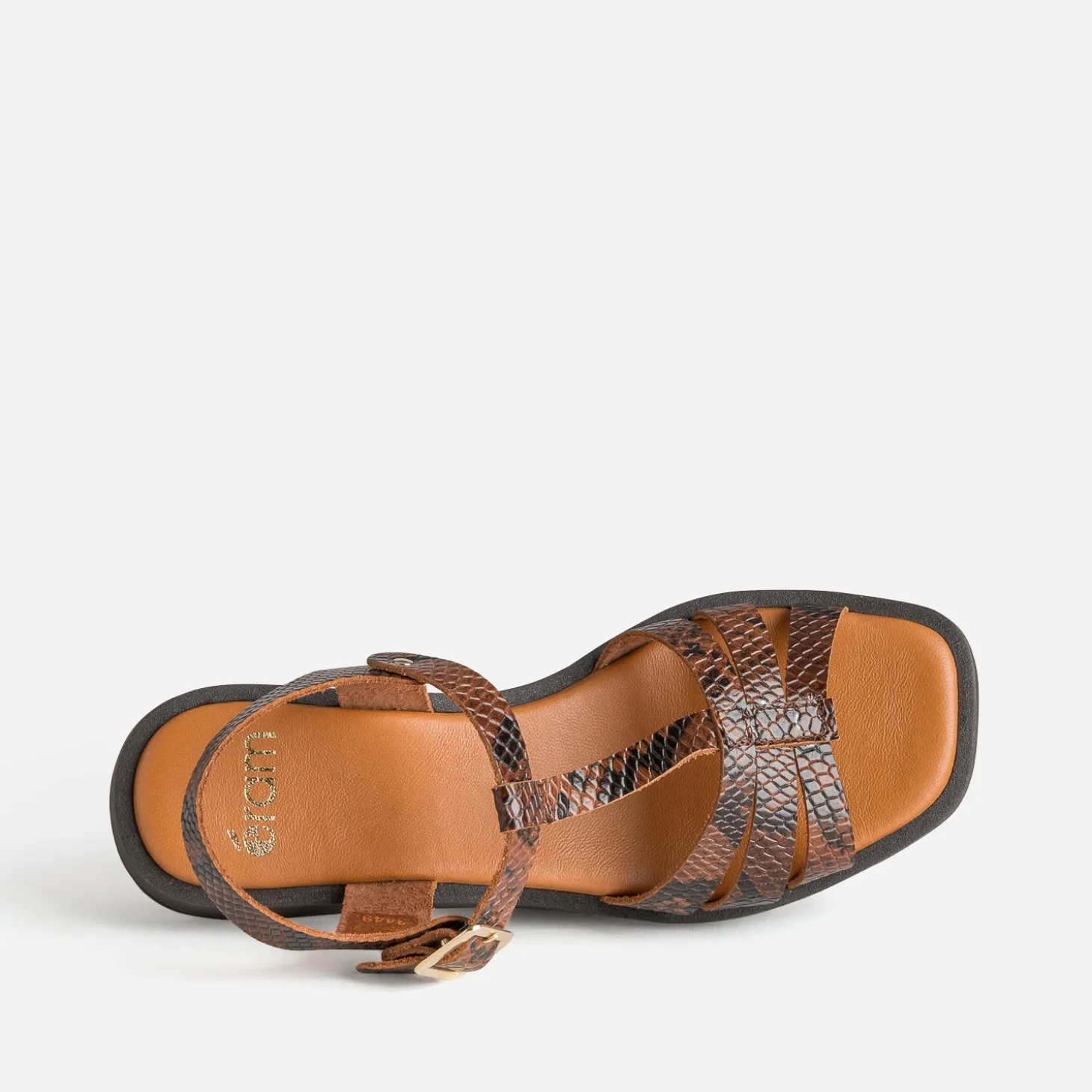 Sandale marron cuir effet python