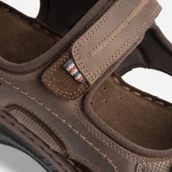 Sandale marron en cuir à scratchs