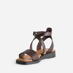 Sandale marron foncé cuir bride tressée éco-conçu