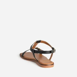 Sandale noir cuir détails clous