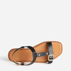 Sandale noir cuir détails clous