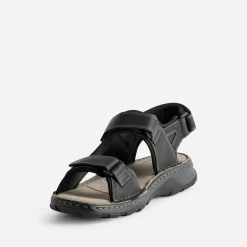 Sandale noire bi-matière à scratchs