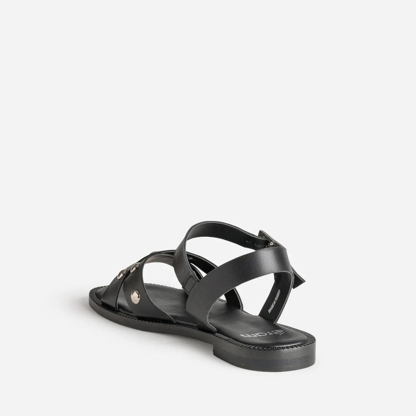 Sandale noire cuir décor clous