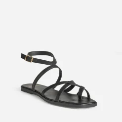 Sandale noire cuir entre-doigt