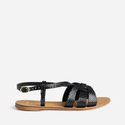 Sandale noire effet python verni
