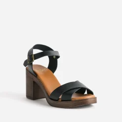 Sandale noire en cuir éco-conçu