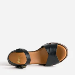 Sandale noire en cuir éco-conçu