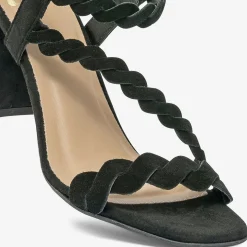 Sandale noire en cuir velours
