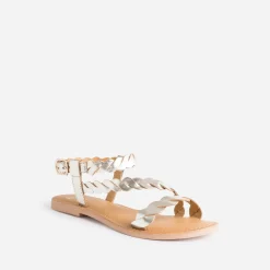 Sandale or en cuir à brides entrelacées