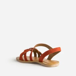 Sandale orange foncé en cuir velours