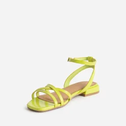 Sandale plate TEXTO lime verni