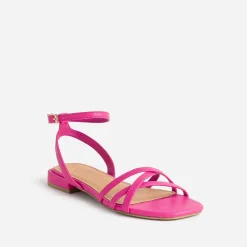 Sandale plate TEXTO rose