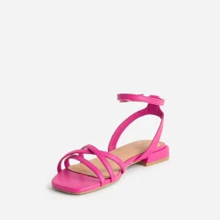 Sandale plate TEXTO rose
