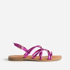 Sandale plate TEXTO rose métallisé