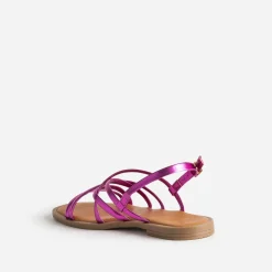 Sandale plate TEXTO rose métallisé