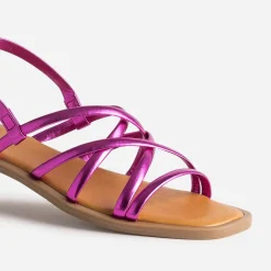 Sandale plate TEXTO rose métallisé