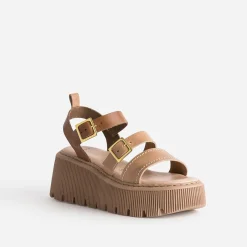 Sandale plateforme TEXTO camel en cuir