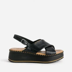 Sandale plateforme TEXTO noire cuir