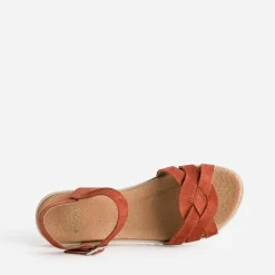 Sandale rouge en cuir