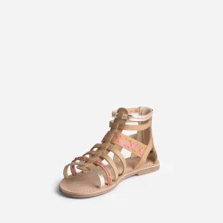 Sandale spartiate BUGGY beige broderies raphia